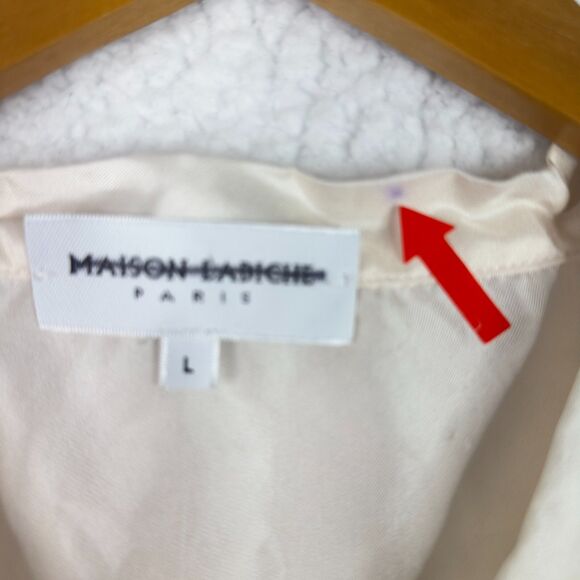 Maison Labiche Femme Fatale Silk Top Blouse Sz L Flutter Sleeve Tie Quiet Luxury - Picture 5 of 12